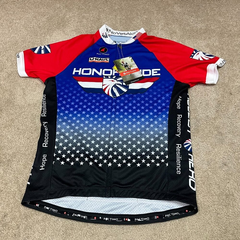 Pactimo Cycling Jersey No Vet Alone Honor Ride Women's Multicolor Size XL NWT
